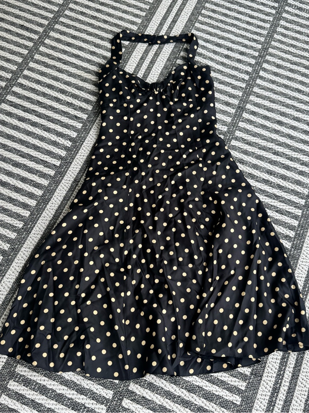 Maggy London Black Dress with Gold Polka Dots